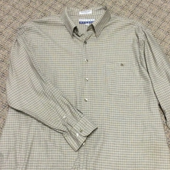 Stuart Hughes Other - ❌SOLD❌ Stuart Hughes Tan Brown Plaid Men’s Dress Shirt *  Size:  Mens Large